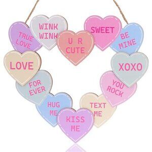 Love Valentines Day Conversation Heart Door Sign Hanger Valentine's Day Wooden